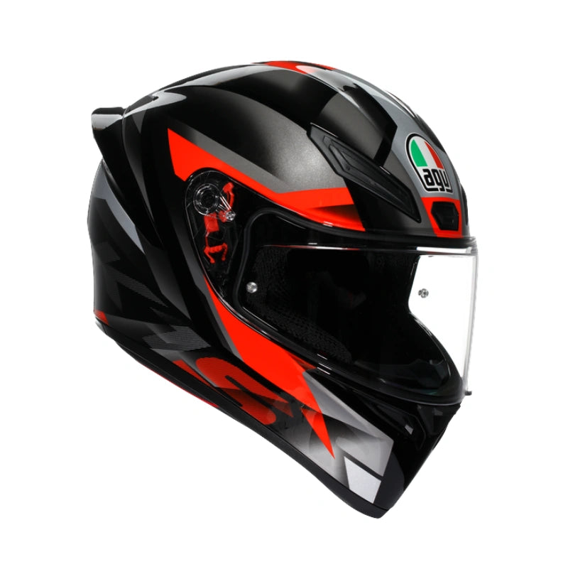 AGV K1 S Fastlap Black Grey Red integraalhelm zijaanzicht