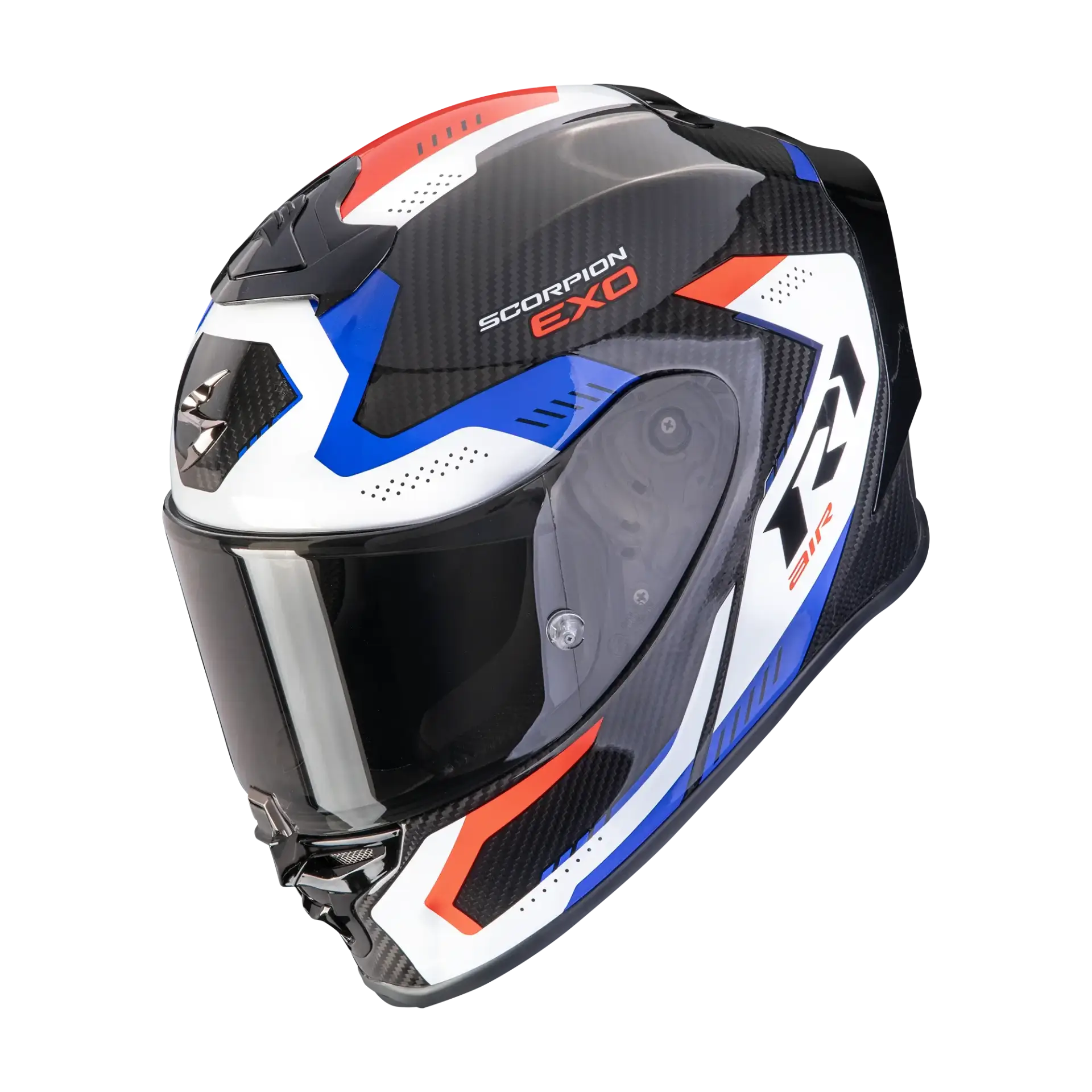 Scorpion EXO R1 EVO Carbon Air Propel Black White Red motorhelm integraal