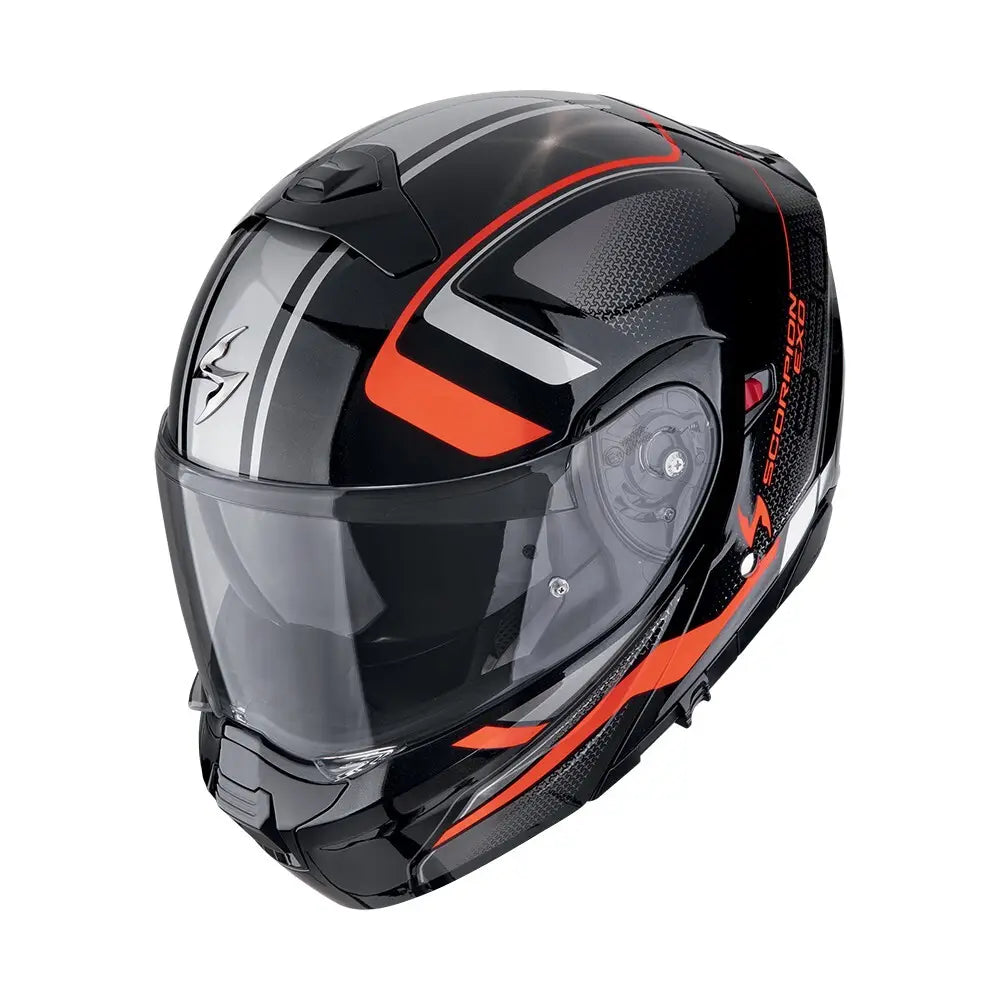 Scorpion Exo-930 Evo Ardens Metallic Black-Red motorhelm met robuust ontwerp en metallic afwerking