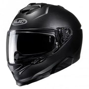 HJC i71 integraalhelm in mat zwart met geïntegreerd zonnevizier en modern design.