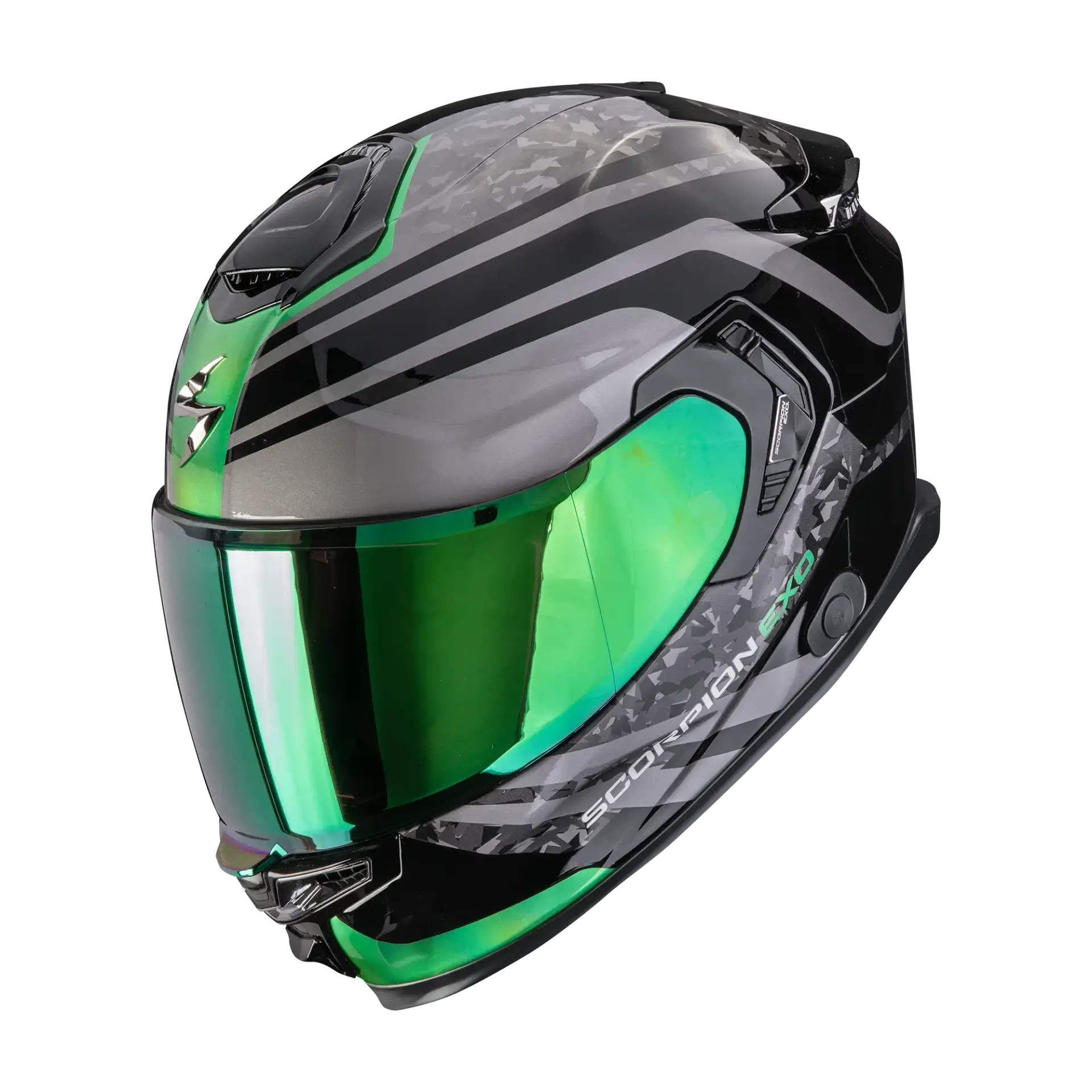 Scorpion EXO-GT SP Air Arten BlaGreen motorhelm met groen vizier en sportief design